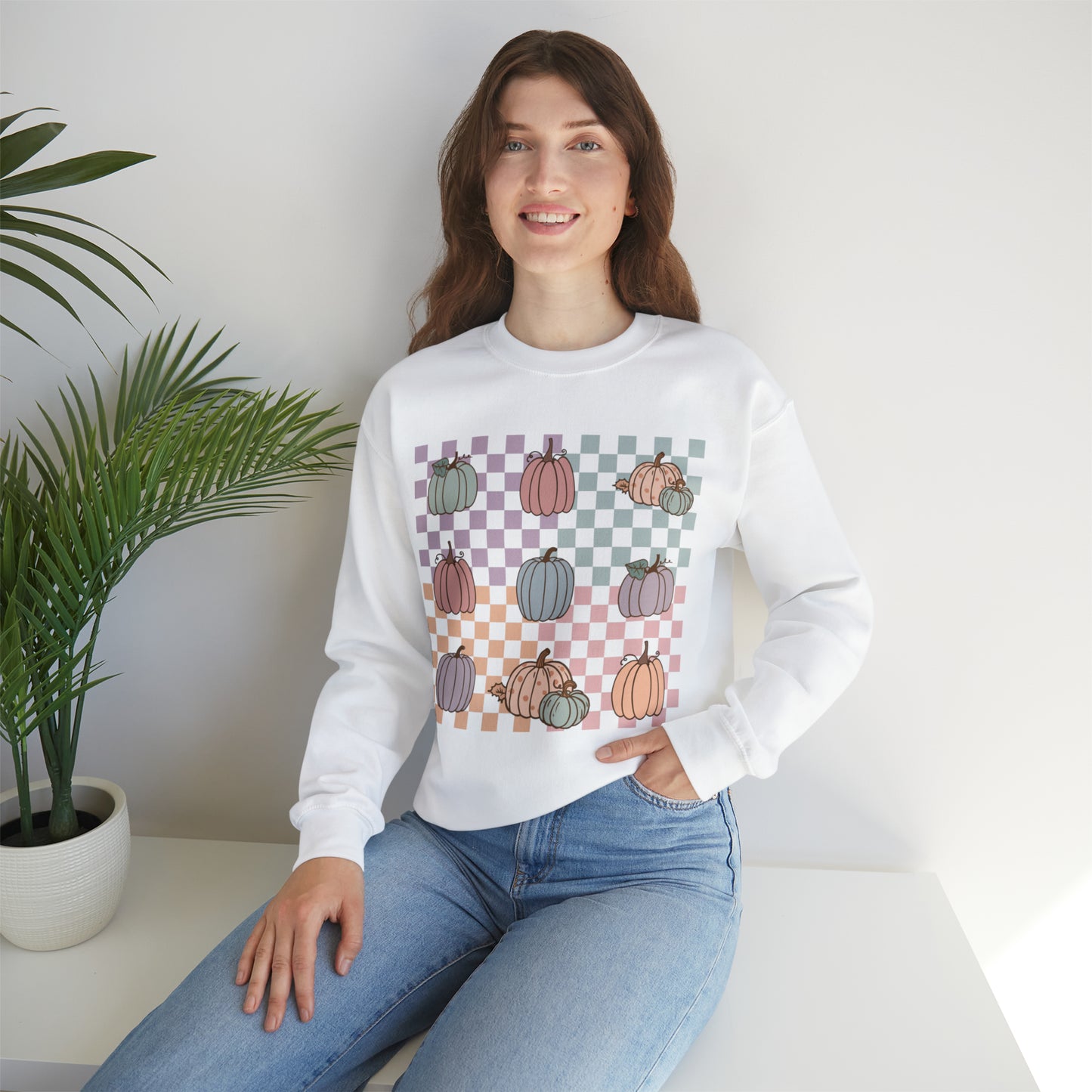 Pumpkin Grid Sweatshirt
