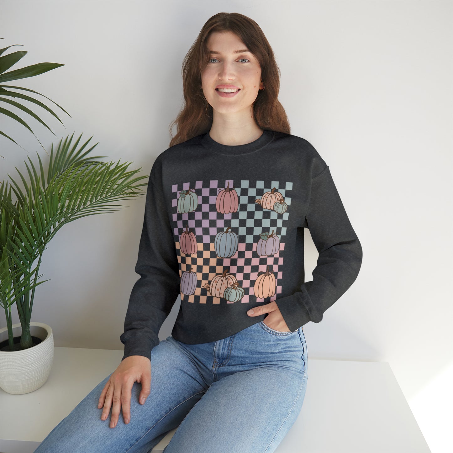 Pumpkin Grid Sweatshirt